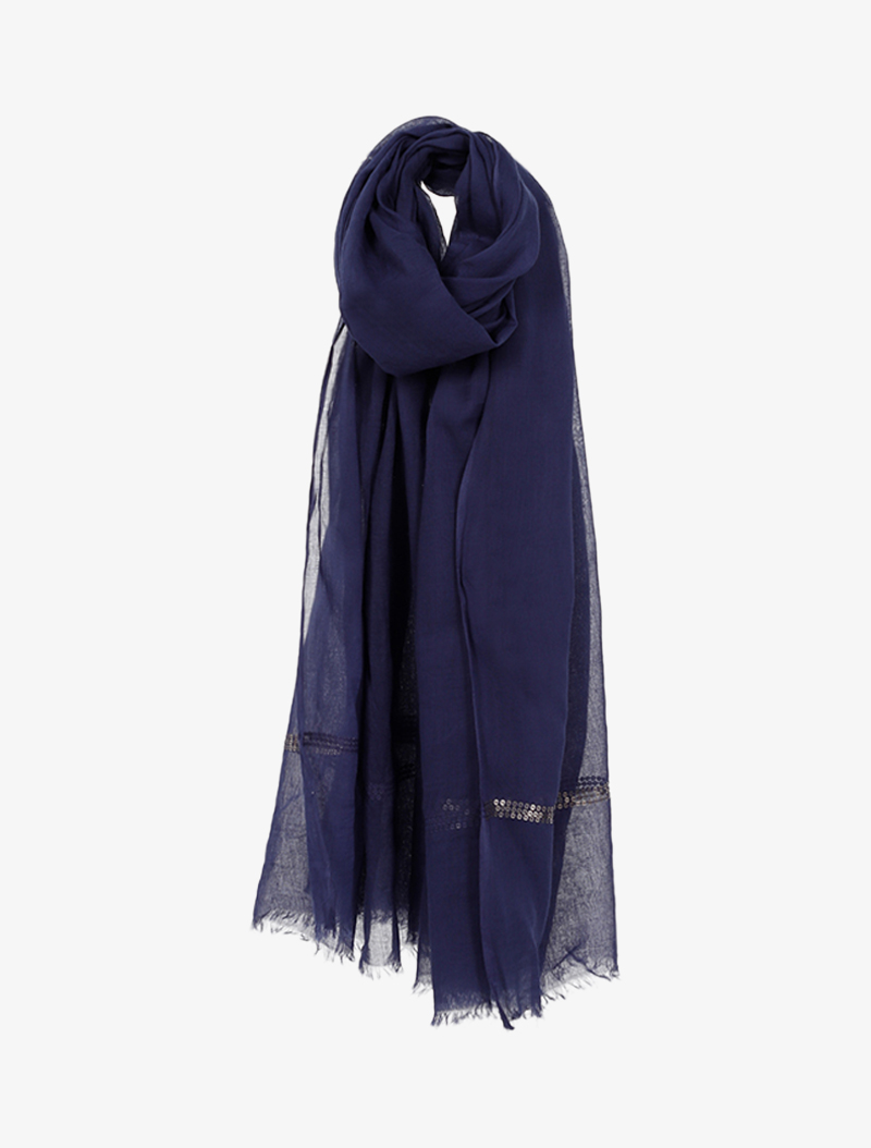 foulard d��lav�� fin �� liser��s en sequins - bleu nuit - femme -