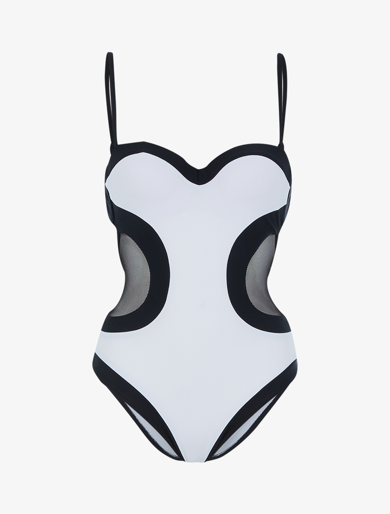 trikini color block - blanc/noir - femme -