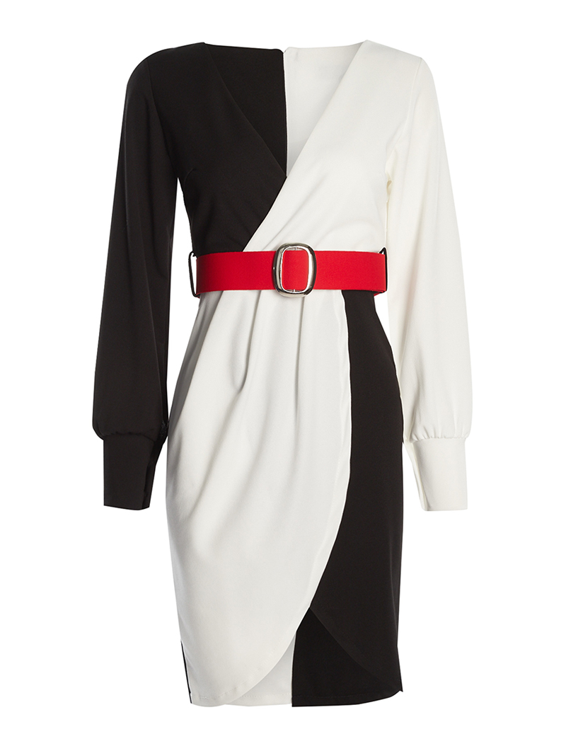 robe portefeuille bicolore - noir/blanc - femme -