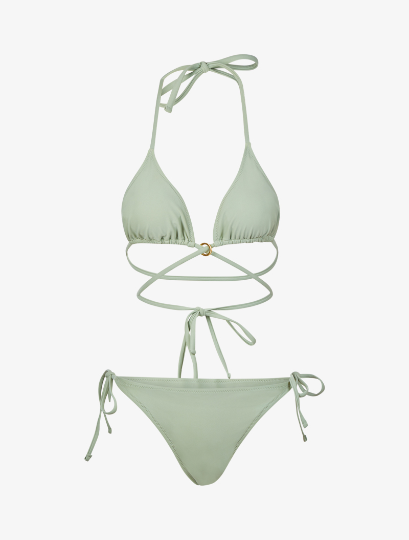 bikini satin�� avec lien �� nouer - vert amande - femme -