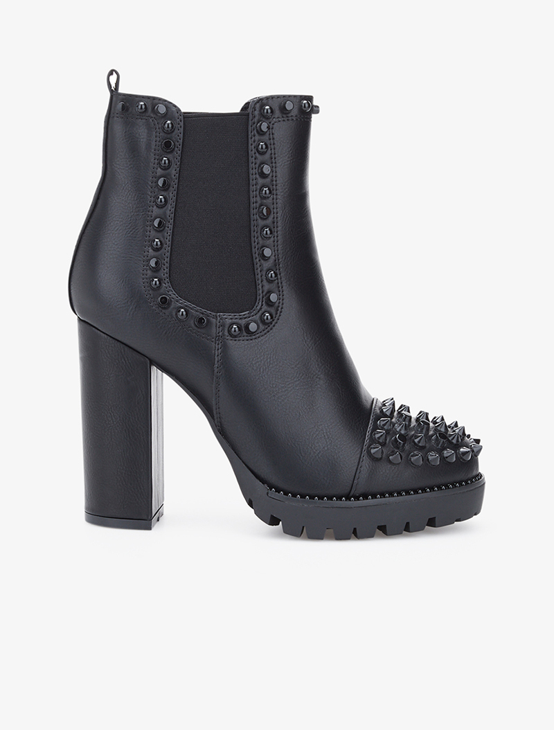 chelsea boots hautes �� picots - noir - femme -