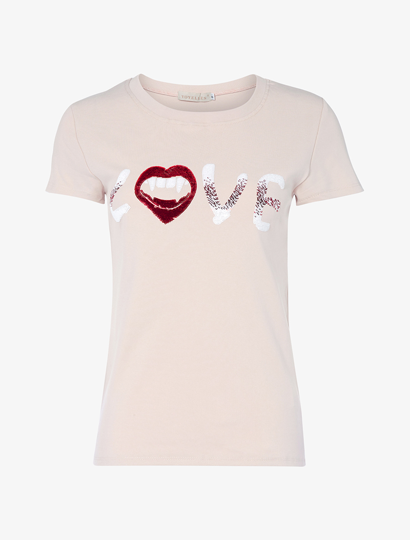 t-shirt love vampire - rose - femme -