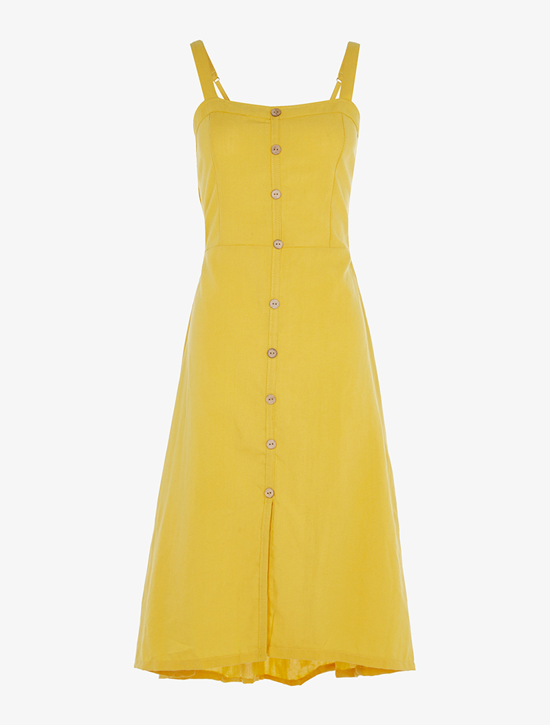 robe chasuble l��g��re en coton - jaune - femme -