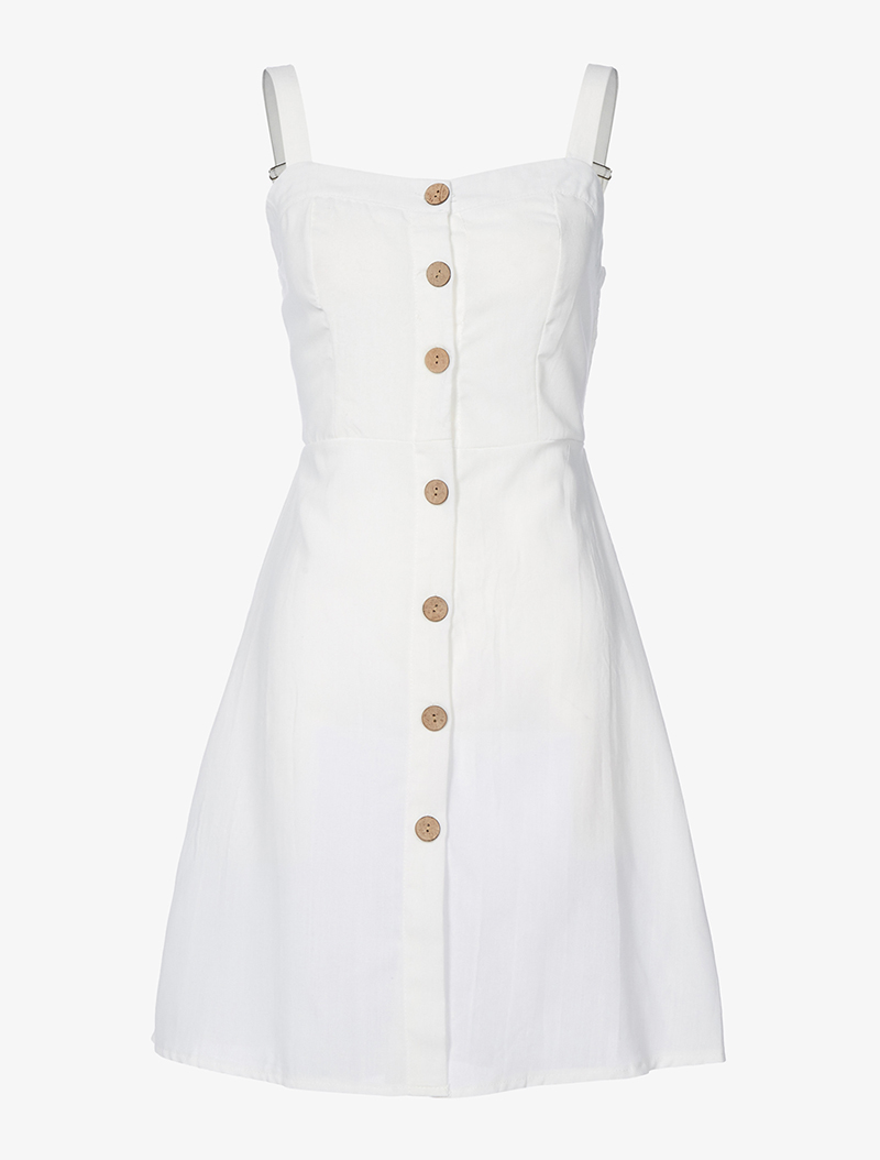 robe chasuble �� bretelles - blanc - femme -