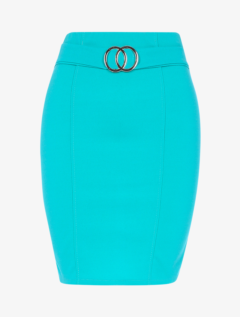 jupe fourreau �� ceinture int��gr��e - bleu turquoise - femme -