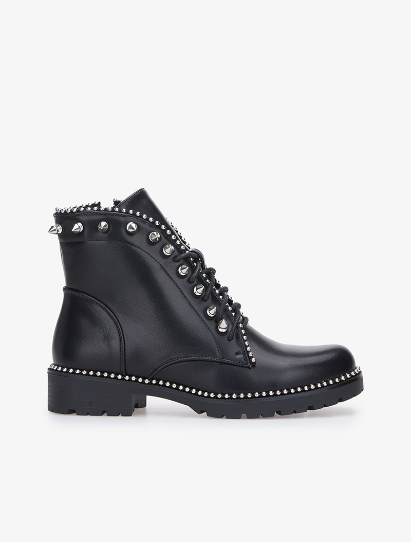 boots rock �� picots m��tallique - noir - femme -