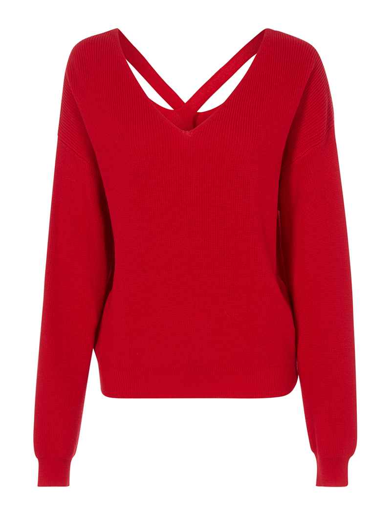 pull dos lace out crois�� - rouge - femme -