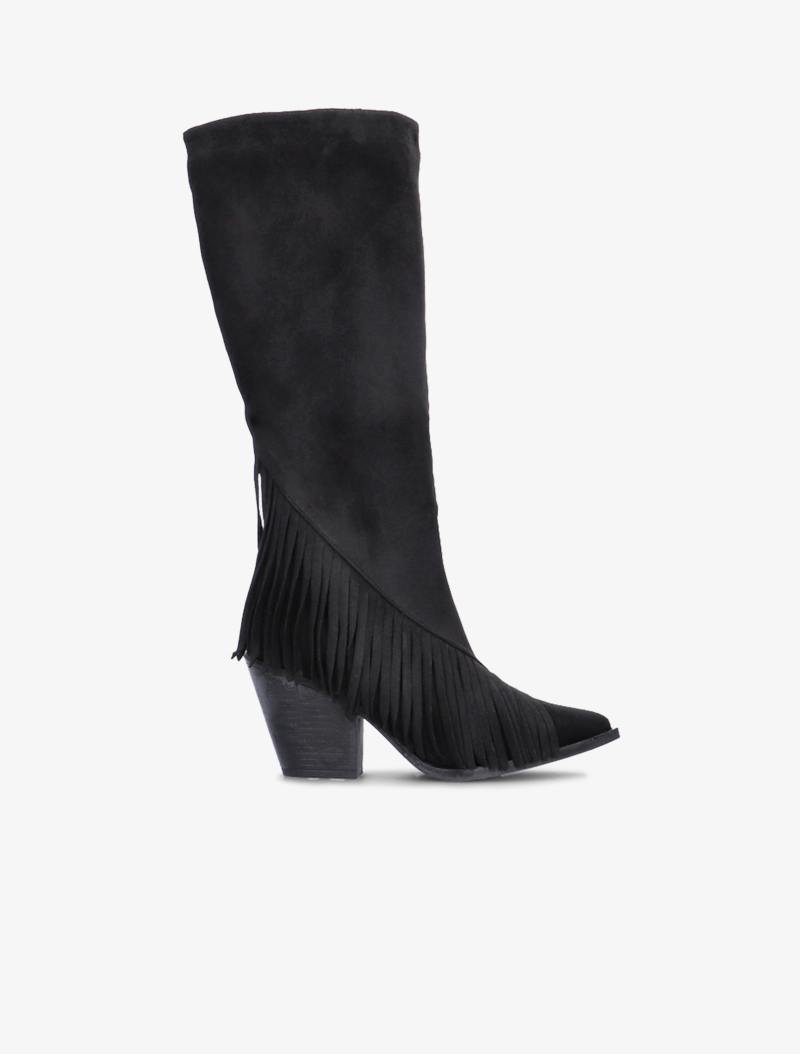 bottes style santiags �� franges - noir - femme -