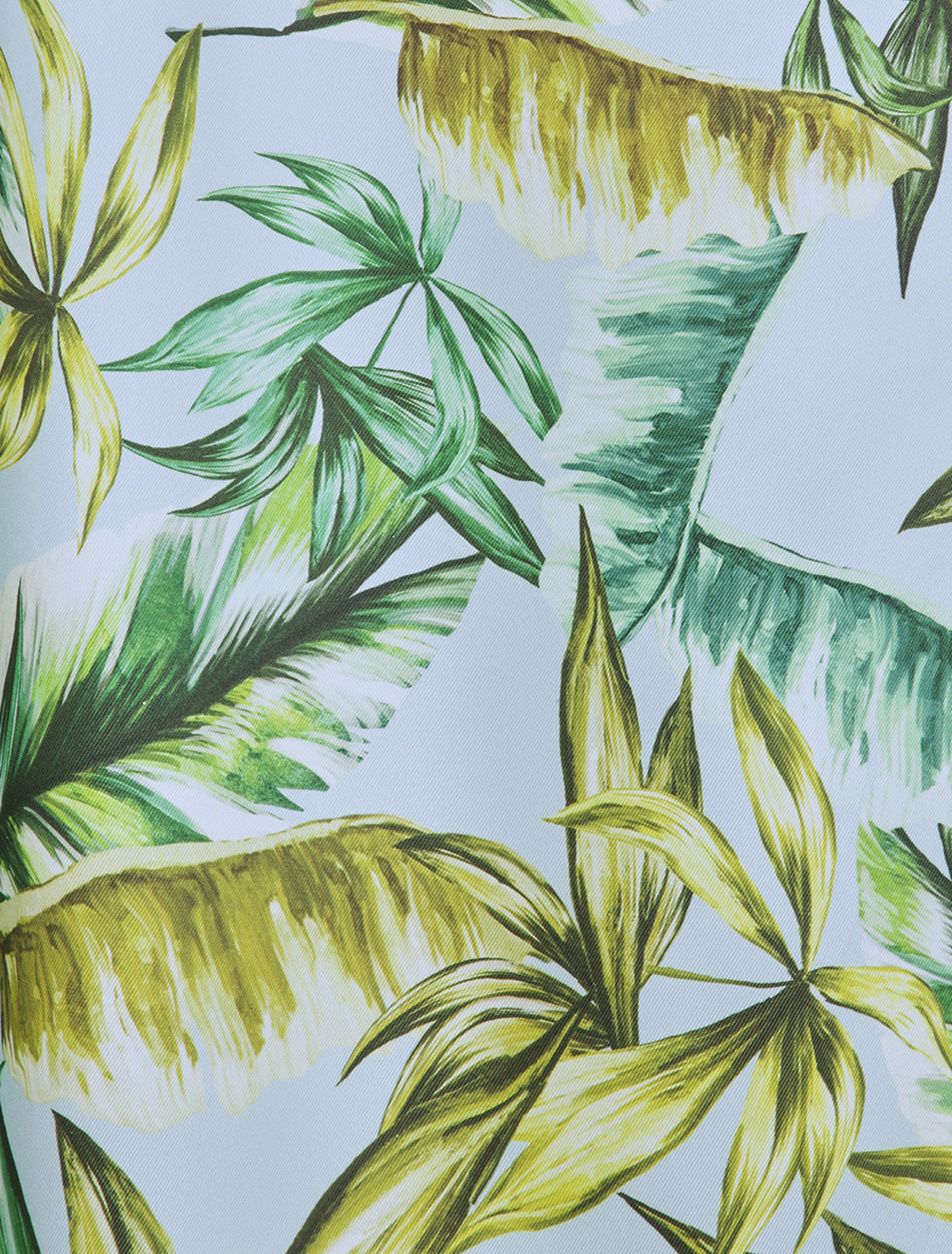 Robe longue à imprimé feuilles tropicales - vert d'eau
