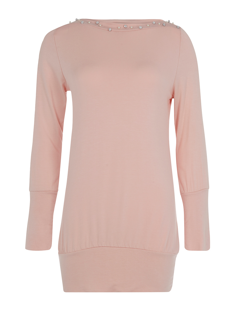top long col perl�� - rose - femme -