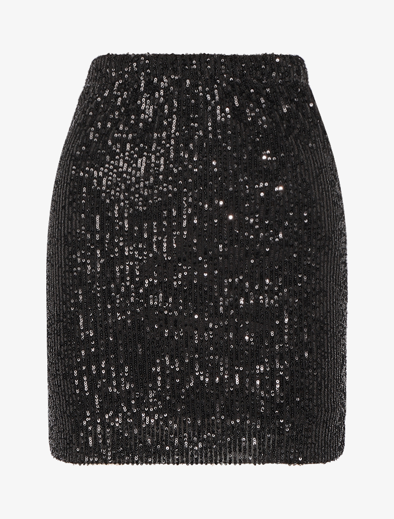mini jupe orn��e de sequins - noir - femme -