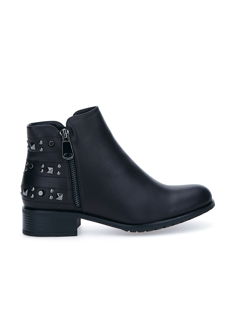 low boots dos �� bijoux acier - noir - femme -