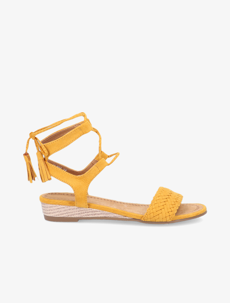 sandales �� chevilles style spartiate - jaune - femme -