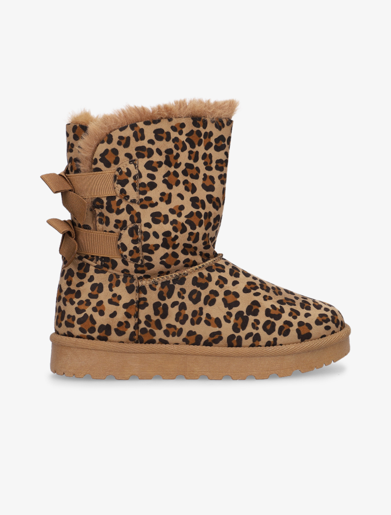 boots fourr��es imprim�� l��opard - camel - femme -
