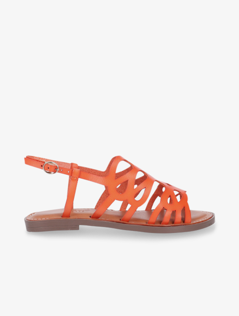 nu-pieds motifs spartiates arrondies - orange - femme -