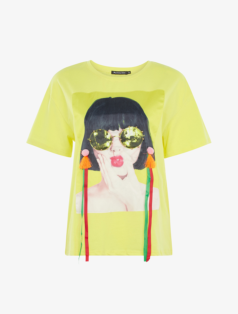 t-shirt pop art - jaune - femme -