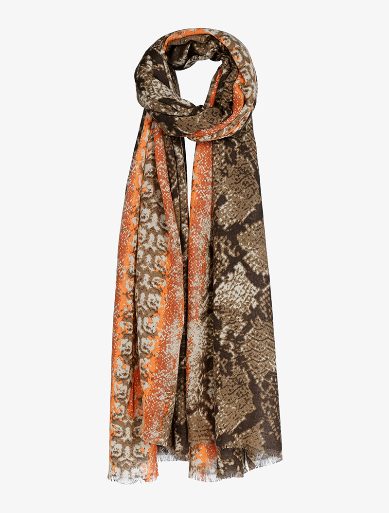 foulard imprim�� reptile - camel/orange - femme -