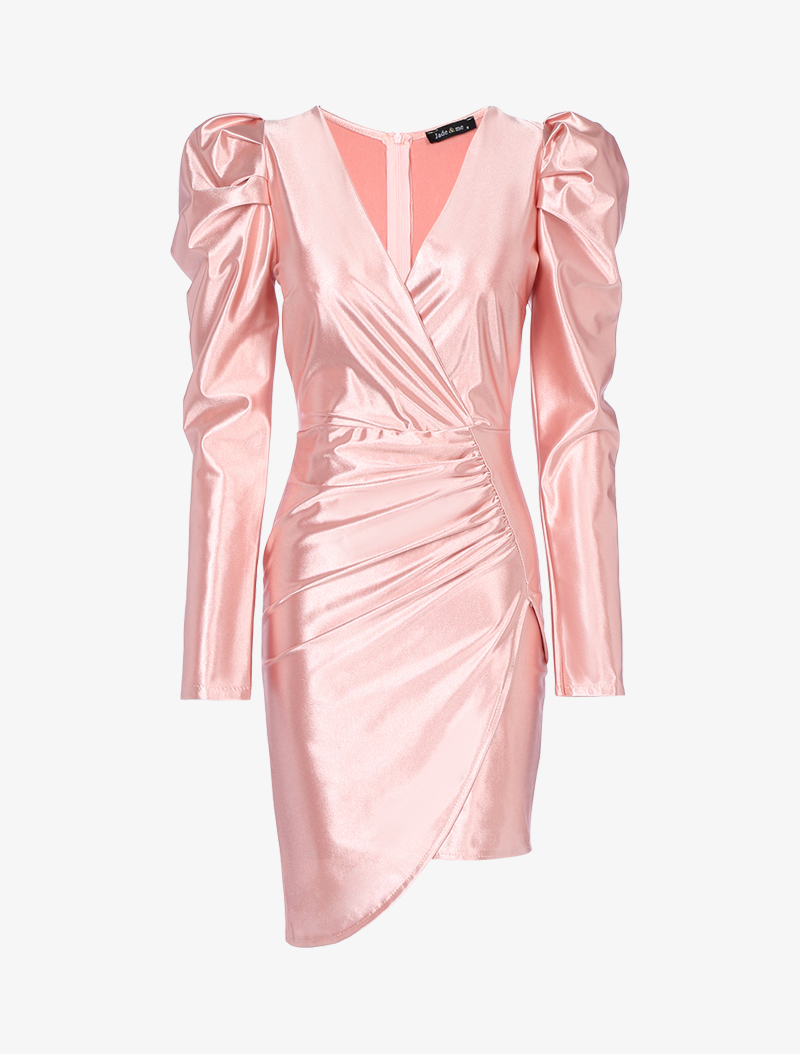 robe fourreau satin��e - rose - femme -