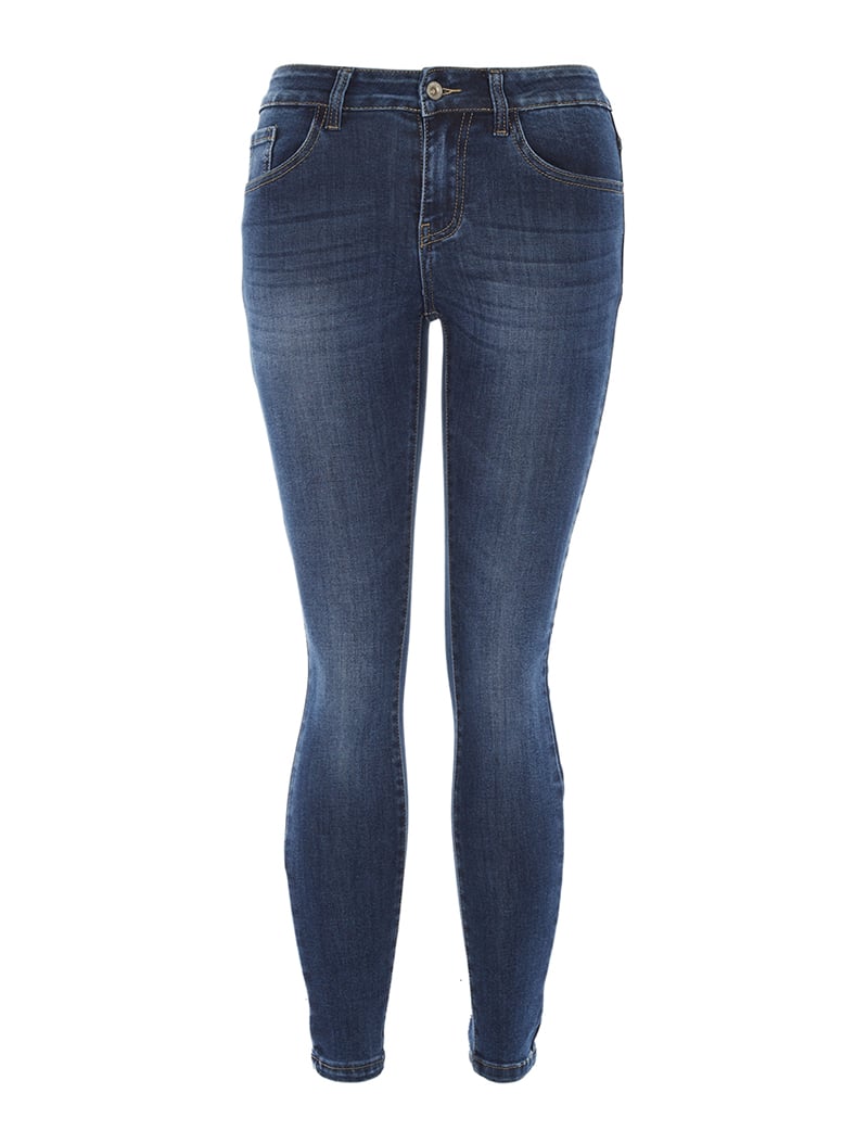 jeans 7/8 bas de jambe noeud papillon - bleu - femme -