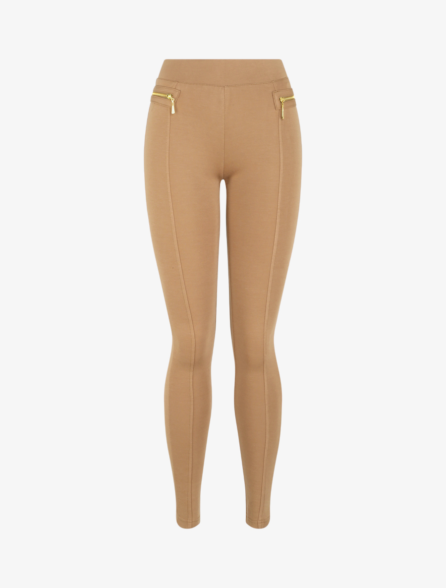 legging ultra skinny �� coutures apparentes - taupe - femme -