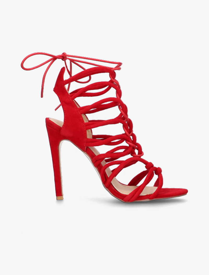 sandales style spartiates �� talons stiletto - rouge - femme -