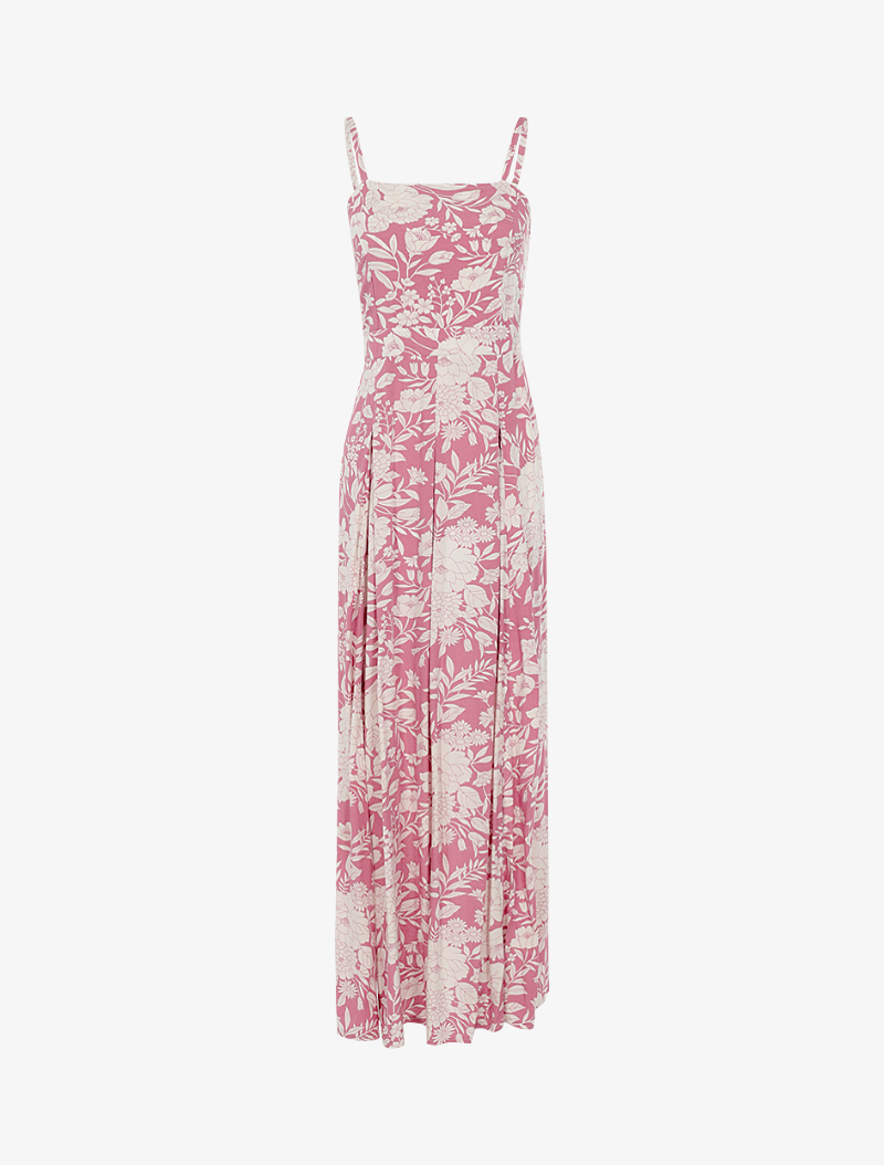 robe fendue �� imprim�� floral - rose - femme -