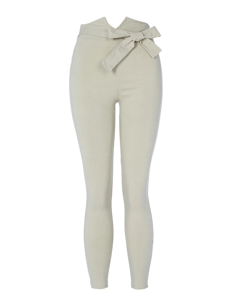 pantalon chino taille empire - beige - femme -