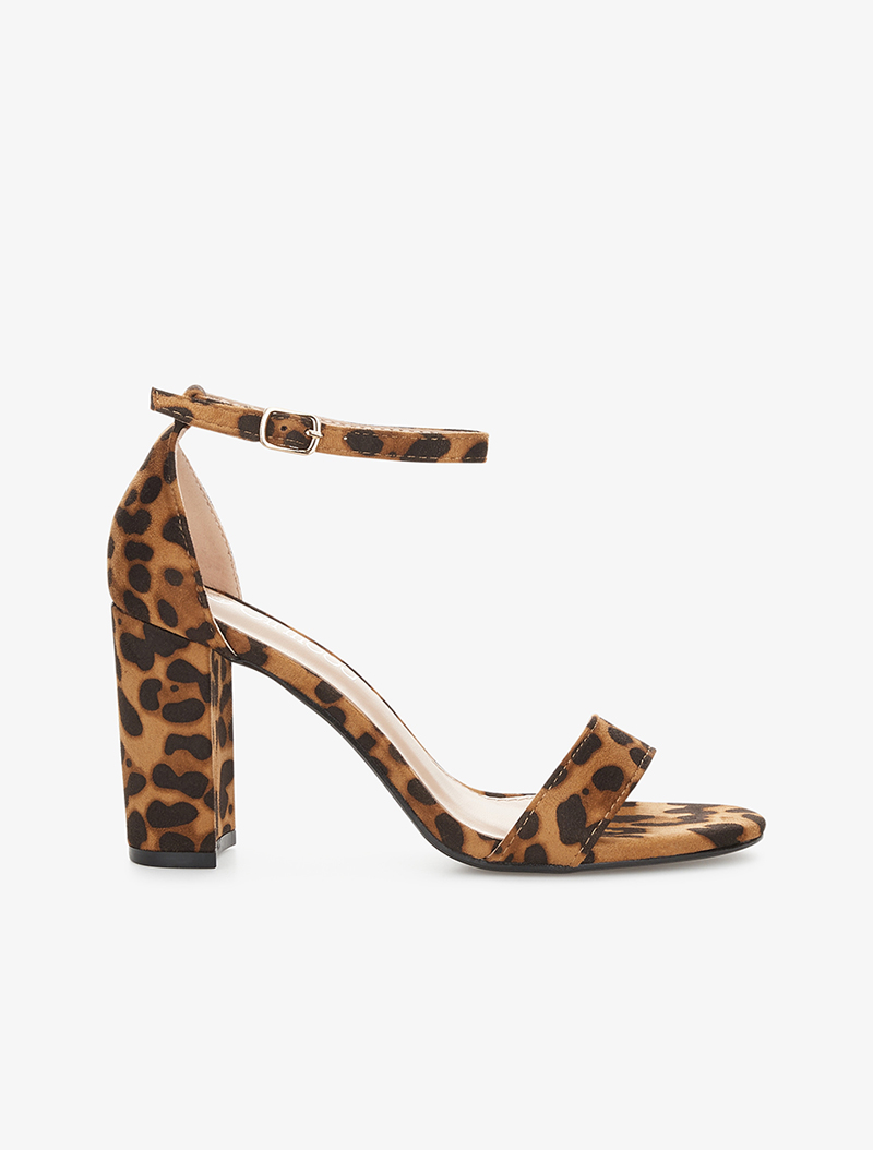 sandales fines �� talon bloc - l��opard - femme -