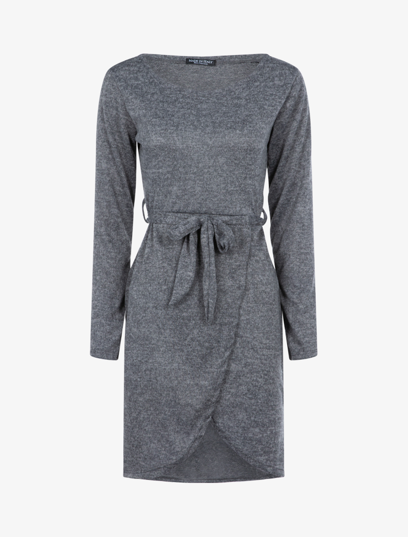 robe portefeuille en maille chin��e - gris clair - femme -