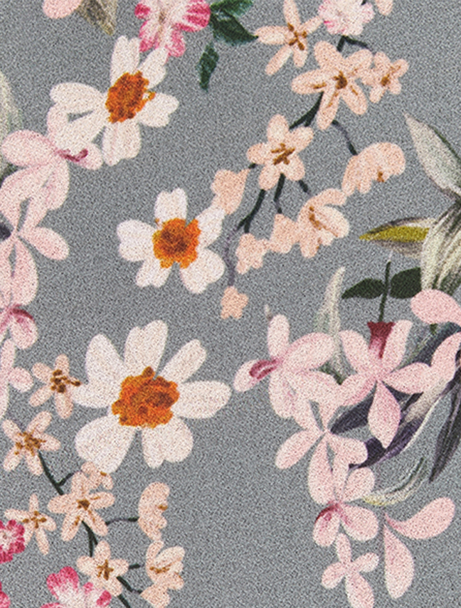 Robe imprimé bouquet sauvage à liens de serrage - gris