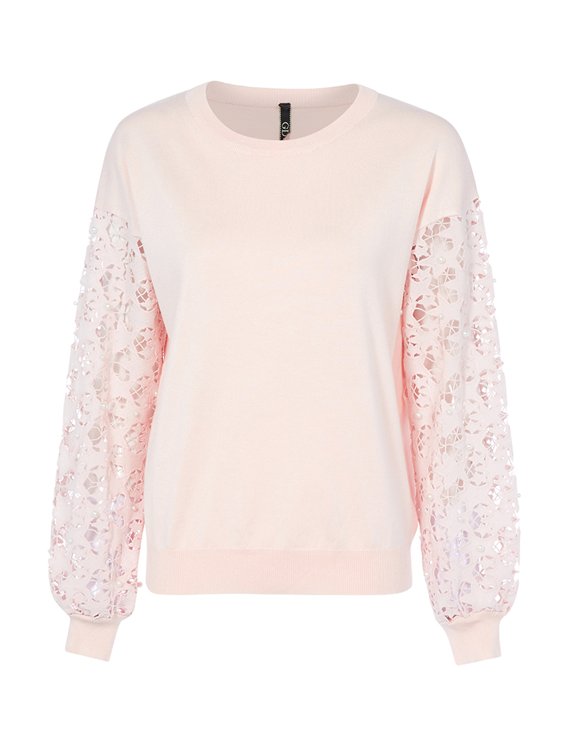 pull �� manches ��toil��es - rose - femme -