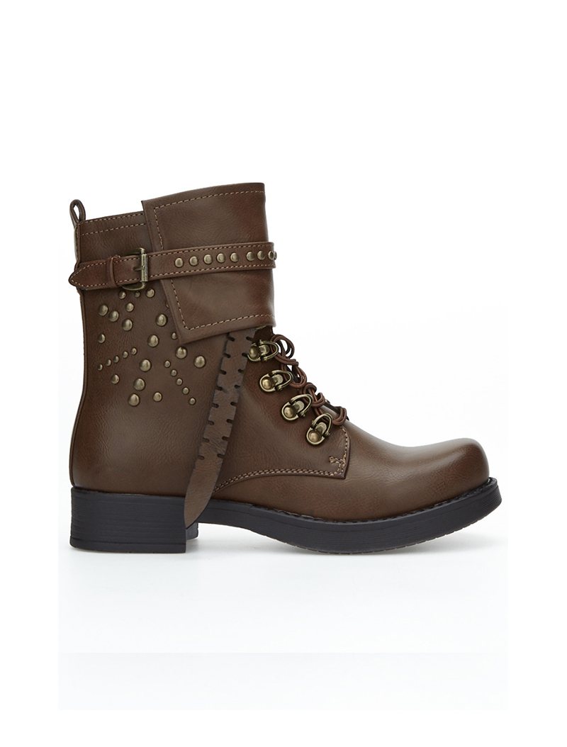 boots d��tails cuivr��s - marron - femme -