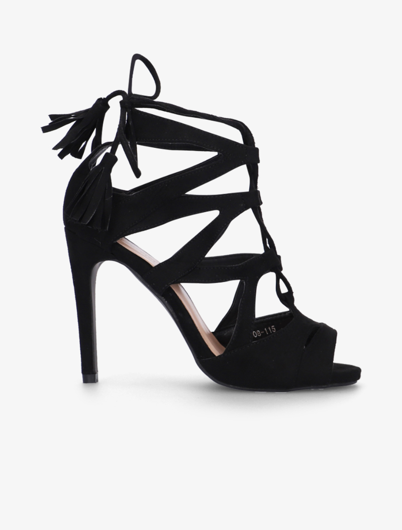 sandales style spartiates �� talons stiletto - noir - femme -