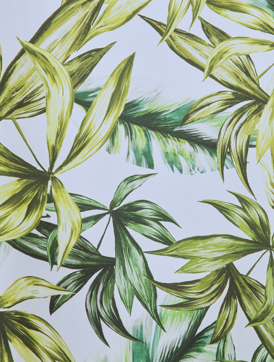 Robe longue à imprimé feuilles tropicales - blanc
