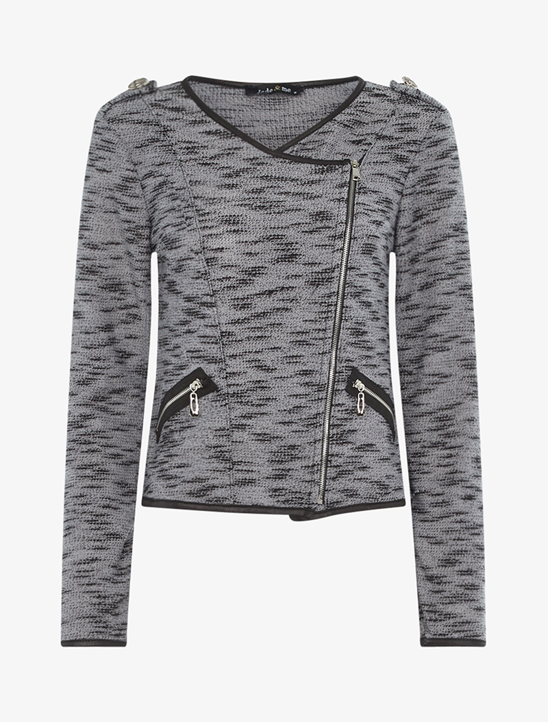 gilet chin�� style perfecto - gris fonc�� chin�� - femme -