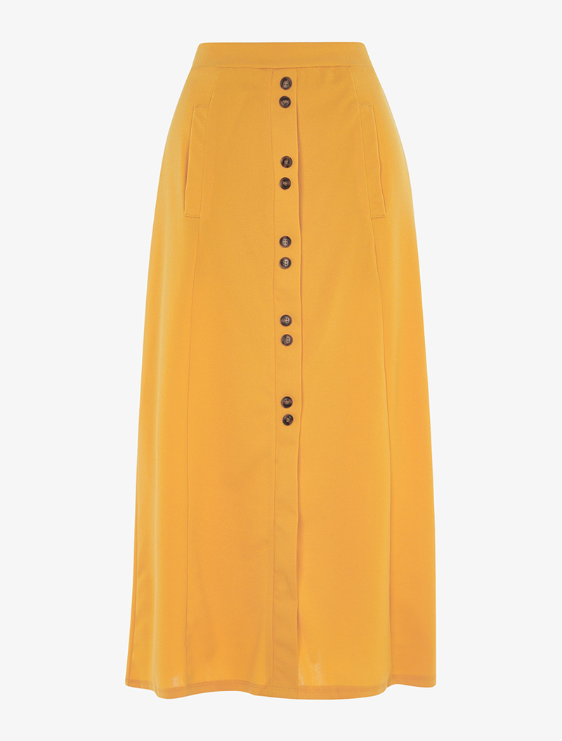 jupe longue �� double boutons - moutarde - femme -