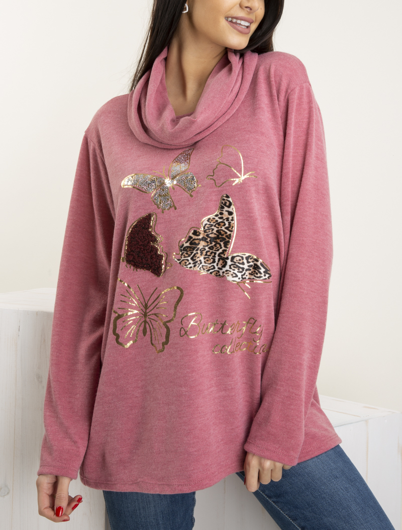 pull oversize butterfly collection - rose chin�� - femme -