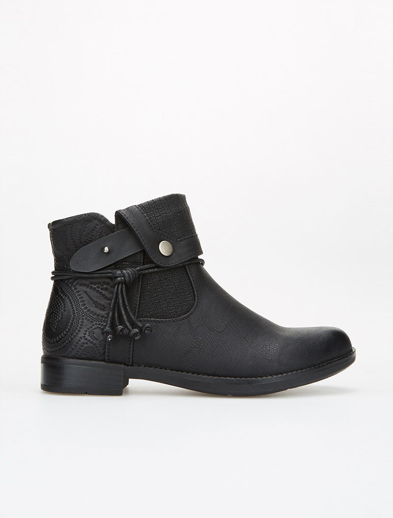 boots motifs piqu��s - noir - femme -