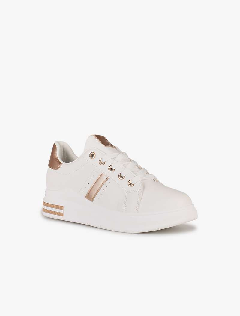 sneakers �� d��tails contrast��s - blanc/champagne - femme -
