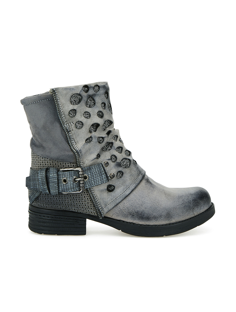 boots �� rabat stylis�� et textur�� - gris clair - femme -