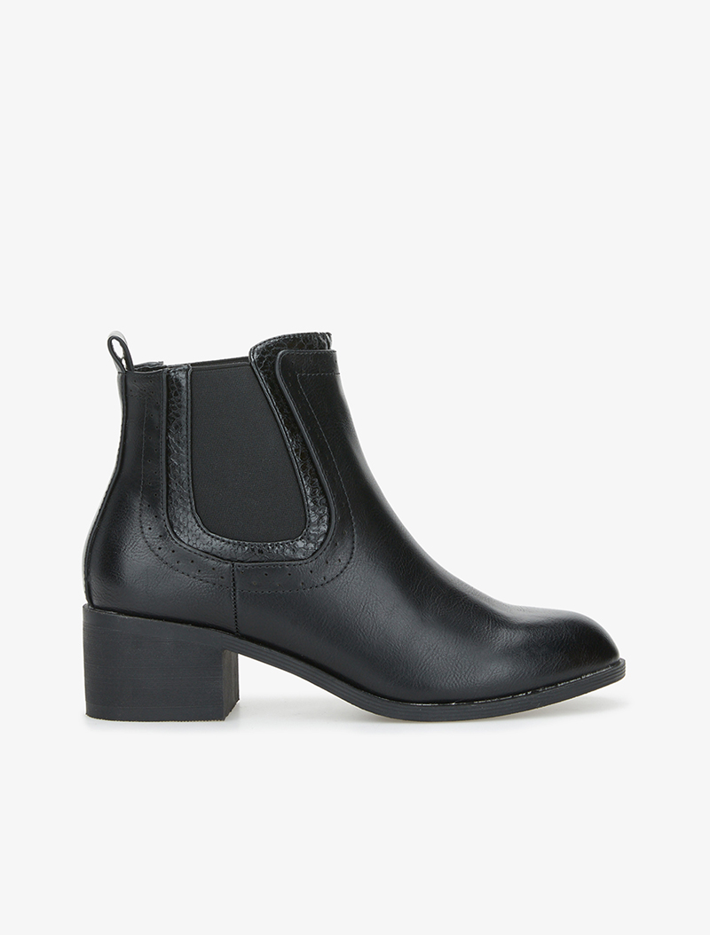 chelsea boots �� bord effet croco - noir - femme -