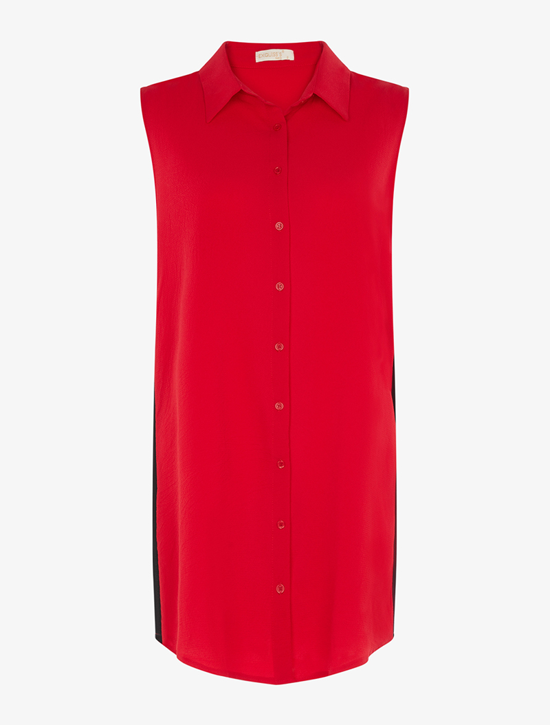 chemise longue �� bandes sport - rouge - femme -