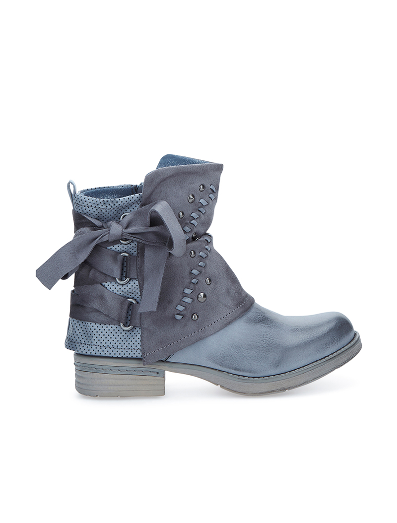 boots used rabat en velours - gris bleut�� - femme -