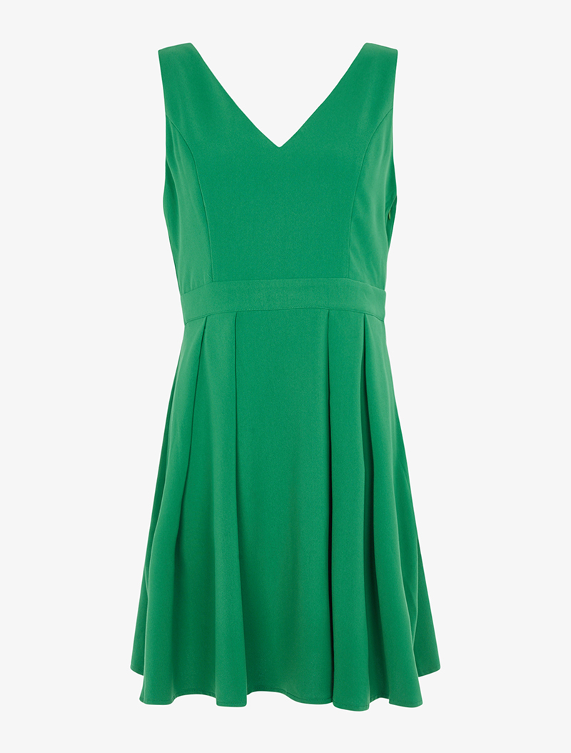 robe �� double bretelles et noeud - vert - femme -