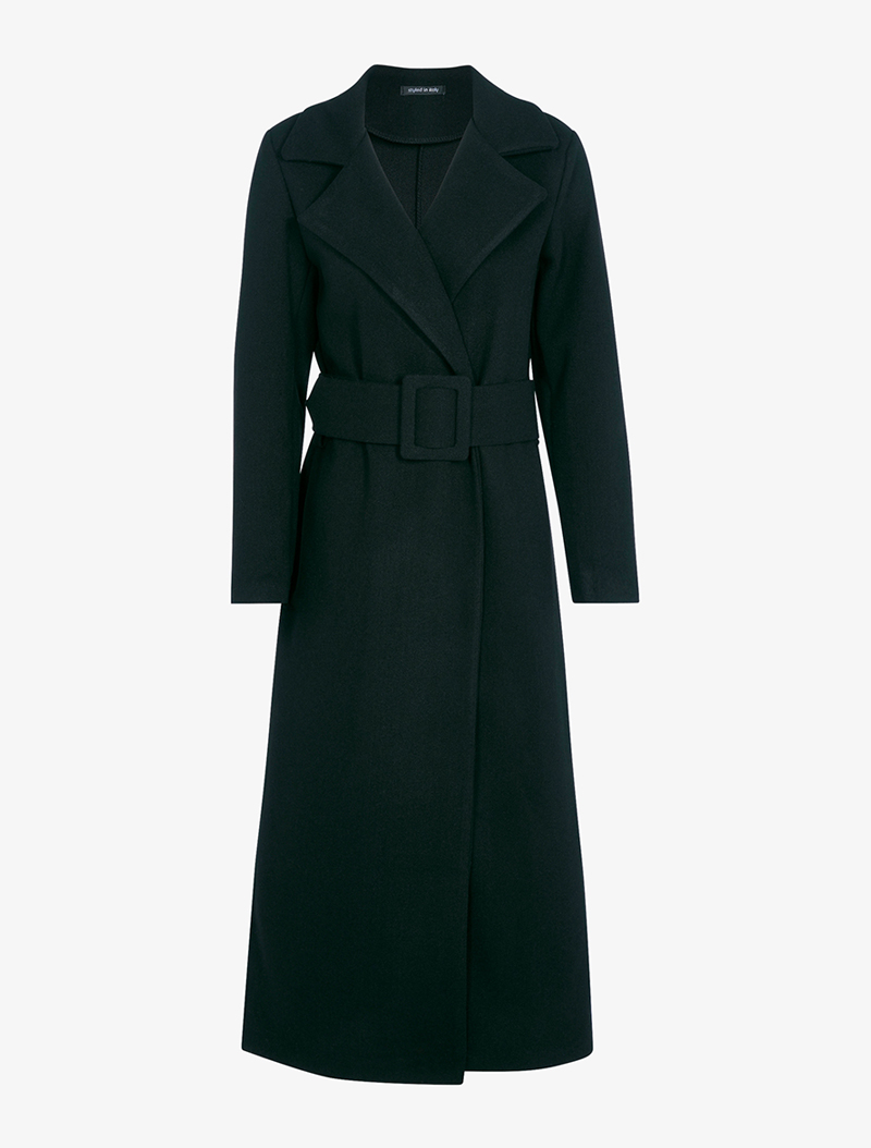 manteau extra long feutr�� - noir - femme -
