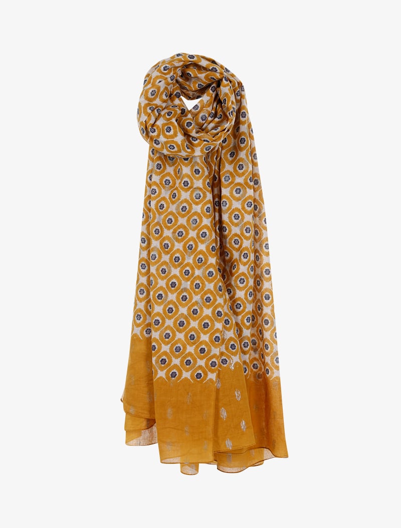 foulard �� imprim�� petits ronds graphiques - jaune - femme -