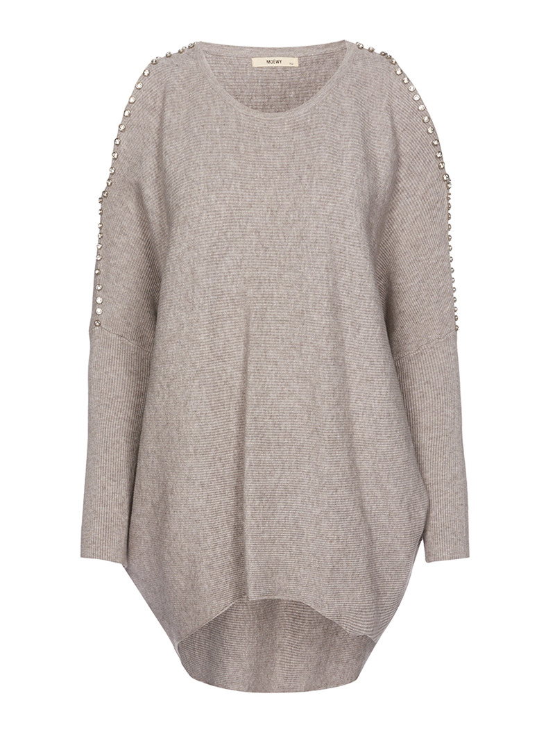 pull ample ��paules nues strass - gris - femme -