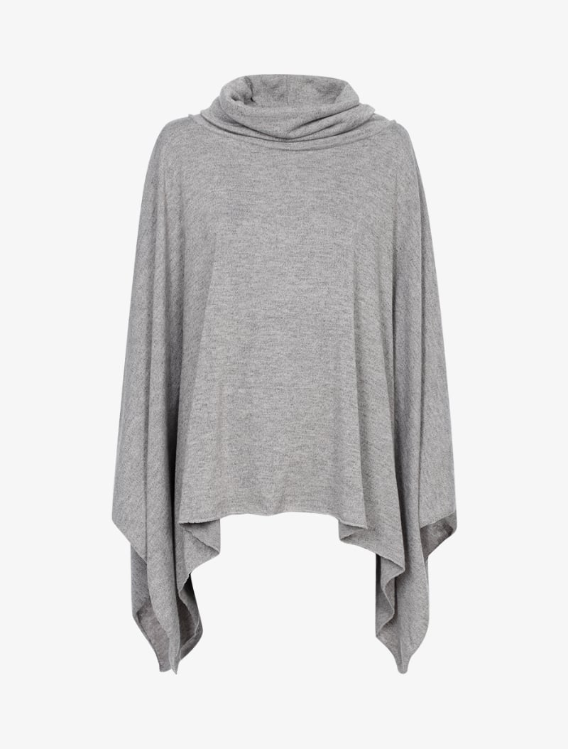 poncho fin �� col roul�� - gris chin�� - femme -