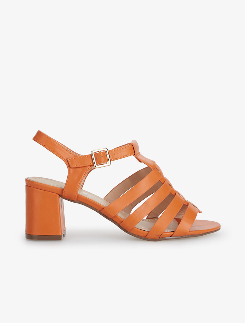 sandales en simili style spartiates - orange - femme -