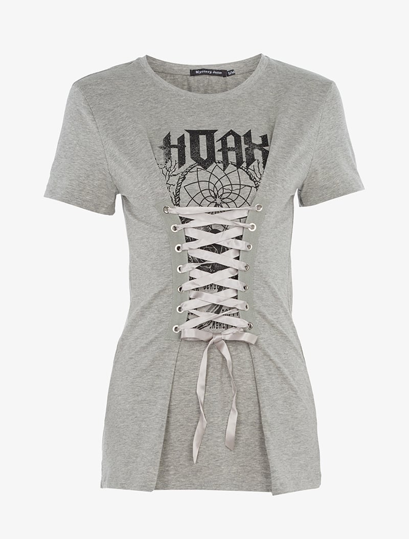 t-shirt dreamcatcher �� corsage avant - gris chin�� - femme -
